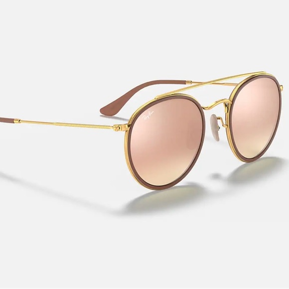 Ray Bans Double Bridge Polished Gold Frames with Copper Lenses Model RB3647N - Picture 4 of 11